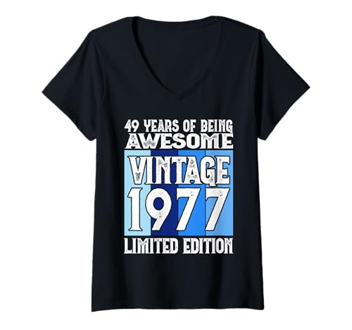 Damen Legendär seit 1977 Limited Edition 49 Geburtstag T-Shirt mit V-Ausschnitt Damen Legendär seit 1977 Limited Edition 49 Geburtstag T-Shirt mit V-Ausschnitt von Kattos - Birthday Vintage Born 1977 Version 2026