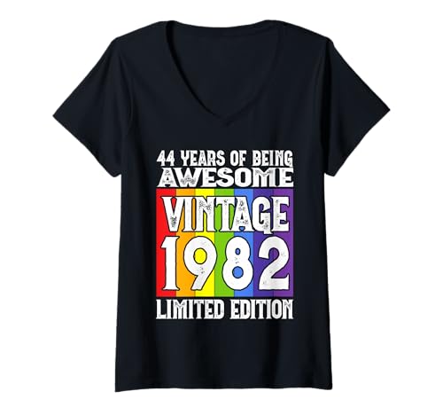 Damen Legendär seit 1982 Limited Edition 44 Geburtstag T-Shirt mit V-Ausschnitt Damen Legendär seit 1982 Limited Edition 44 Geburtstag T-Shirt mit V-Ausschnitt von Kattos - Birthday Vintage Born 1982 Version 2026