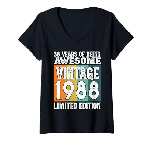 Damen Legendär seit 1988 Limited Edition 38 Geburtstag T-Shirt mit V-Ausschnitt Damen Legendär seit 1988 Limited Edition 38 Geburtstag T-Shirt mit V-Ausschnitt von Kattos - Birthday Vintage Born 1988 Version 2026