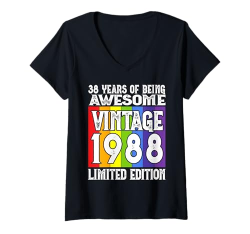 Damen Legendär seit 1988 Limited Edition 38 Geburtstag T-Shirt mit V-Ausschnitt Damen Legendär seit 1988 Limited Edition 38 Geburtstag T-Shirt mit V-Ausschnitt von Kattos - Birthday Vintage Born 1988 Version 2026