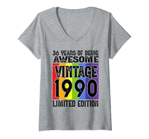 Damen Legendär seit 1990 Limited Edition 36 Geburtstag T-Shirt mit V-Ausschnitt Damen Legendär seit 1990 Limited Edition 36 Geburtstag T-Shirt mit V-Ausschnitt von Kattos - Birthday Vintage Born 1990 Version 2026