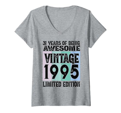 Damen Legendär seit 1995 Limited Edition 31 Geburtstag T-Shirt mit V-Ausschnitt Damen Legendär seit 1995 Limited Edition 31 Geburtstag T-Shirt mit V-Ausschnitt von Kattos - Birthday Vintage Born 1995 Version 2026