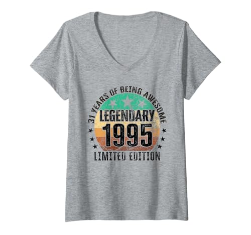 Damen Legendär seit 1995 Limited Edition 31 Geburtstag T-Shirt mit V-Ausschnitt Damen Legendär seit 1995 Limited Edition 31 Geburtstag T-Shirt mit V-Ausschnitt von Kattos - Birthday Vintage Born 1995 Version 2026