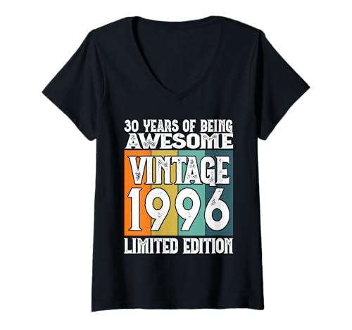Damen Legendär seit 1996 Limited Edition 30 Geburtstag T-Shirt mit V-Ausschnitt Damen Legendär seit 1996 Limited Edition 30 Geburtstag T-Shirt mit V-Ausschnitt von Kattos - Birthday Vintage Born 1996 Version 2026.