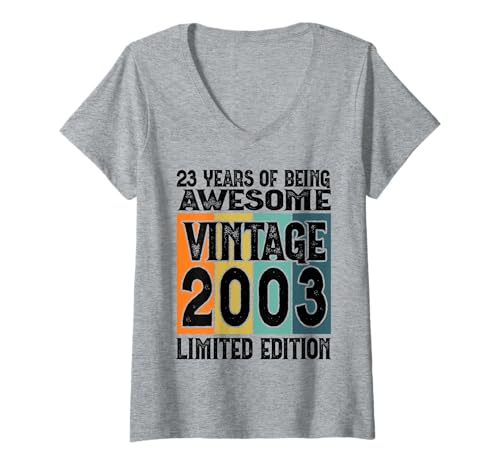 Damen Legendär seit 2003 Limited Edition 23 Geburtstag T-Shirt mit V-Ausschnitt Damen Legendär seit 2003 Limited Edition 23 Geburtstag T-Shirt mit V-Ausschnitt von Kattos - Birthday Vintage Born 2003 Version 2026