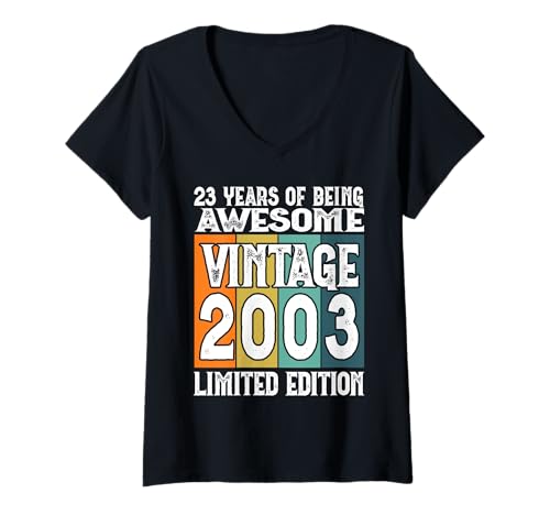 Damen Legendär seit 2003 Limited Edition 23 Geburtstag T-Shirt mit V-Ausschnitt Damen Legendär seit 2003 Limited Edition 23 Geburtstag T-Shirt mit V-Ausschnitt von Kattos - Birthday Vintage Born 2003 Version 2026