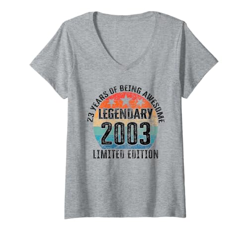 Damen Legendär seit 2003 Limited Edition 23 Geburtstag T-Shirt mit V-Ausschnitt Damen Legendär seit 2003 Limited Edition 23 Geburtstag T-Shirt mit V-Ausschnitt von Kattos - Birthday Vintage Born 2003 Version 2026