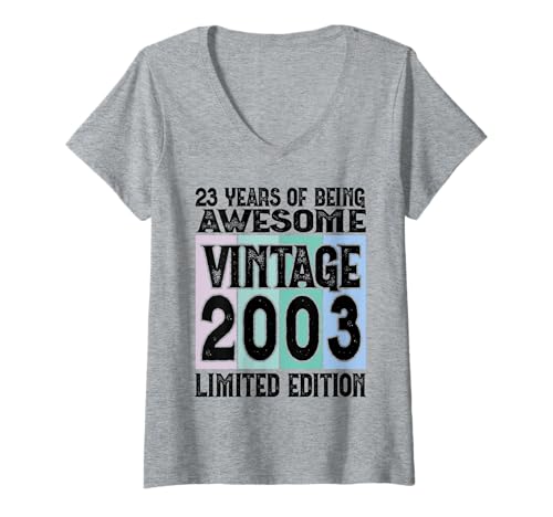 Damen Legendär seit 2003 Limited Edition 23 Geburtstag T-Shirt mit V-Ausschnitt Damen Legendär seit 2003 Limited Edition 23 Geburtstag T-Shirt mit V-Ausschnitt von Kattos - Birthday Vintage Born 2003 Version 2026