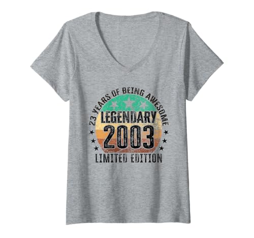 Damen Legendär seit 2003 Limited Edition 23 Geburtstag T-Shirt mit V-Ausschnitt Damen Legendär seit 2003 Limited Edition 23 Geburtstag T-Shirt mit V-Ausschnitt von Kattos - Birthday Vintage Born 2003 Version 2026