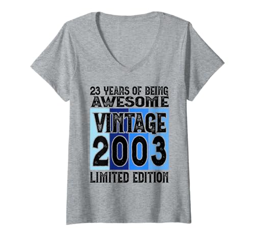 Damen Legendär seit 2003 Limited Edition 23 Geburtstag T-Shirt mit V-Ausschnitt Damen Legendär seit 2003 Limited Edition 23 Geburtstag T-Shirt mit V-Ausschnitt von Kattos - Birthday Vintage Born 2003 Version 2026