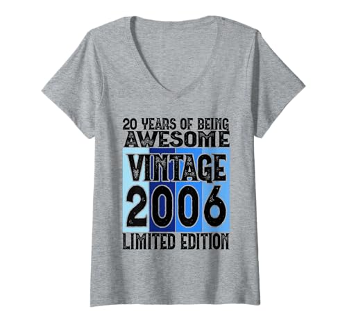 Damen Legendär seit 2006 Limited Edition 20 Geburtstag T-Shirt mit V-Ausschnitt Damen Legendär seit 2006 Limited Edition 20 Geburtstag T-Shirt mit V-Ausschnitt von Kattos - Birthday Vintage Born 2006 Version 2026