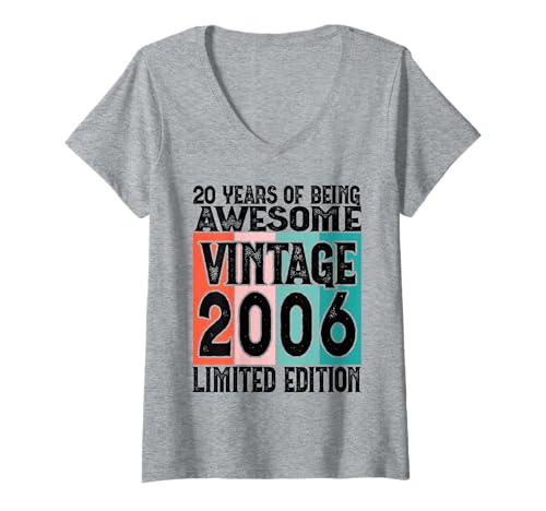 Damen Legendär seit 2006 Limited Edition 20 Geburtstag T-Shirt mit V-Ausschnitt Damen Legendär seit 2006 Limited Edition 20 Geburtstag T-Shirt mit V-Ausschnitt von Kattos - Birthday Vintage Born 2006 Version 2026