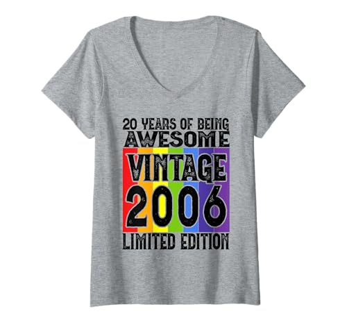 Damen Legendär seit 2006 Limited Edition 20 Geburtstag T-Shirt mit V-Ausschnitt Damen Legendär seit 2006 Limited Edition 20 Geburtstag T-Shirt mit V-Ausschnitt von Kattos - Birthday Vintage Born 2006 Version 2026