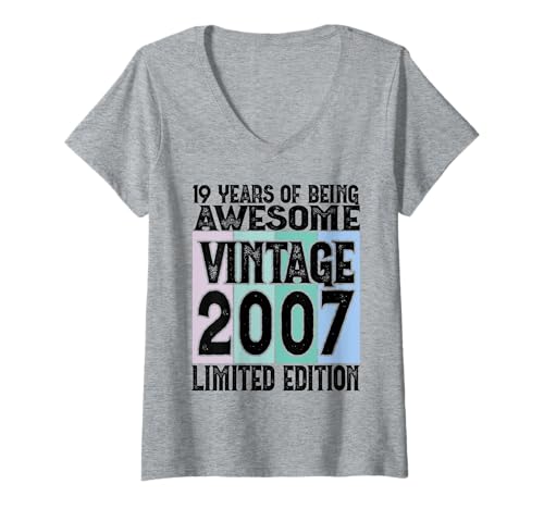 Damen Legendär seit 2007 Limited Edition 19 Geburtstag T-Shirt mit V-Ausschnitt Damen Legendär seit 2007 Limited Edition 19 Geburtstag T-Shirt mit V-Ausschnitt von Kattos - Birthday Vintage Born 2007 Version 2026
