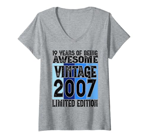Damen Legendär seit 2007 Limited Edition 19 Geburtstag T-Shirt mit V-Ausschnitt Damen Legendär seit 2007 Limited Edition 19 Geburtstag T-Shirt mit V-Ausschnitt von Kattos - Birthday Vintage Born 2007 Version 2026