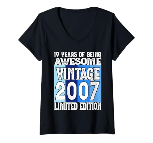 Damen Legendär seit 2007 Limited Edition 19 Geburtstag T-Shirt mit V-Ausschnitt Damen Legendär seit 2007 Limited Edition 19 Geburtstag T-Shirt mit V-Ausschnitt von Kattos - Birthday Vintage Born 2007 Version 2026