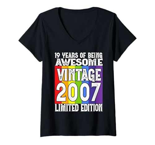 Damen Legendär seit 2007 Limited Edition 19 Geburtstag T-Shirt mit V-Ausschnitt Damen Legendär seit 2007 Limited Edition 19 Geburtstag T-Shirt mit V-Ausschnitt von Kattos - Birthday Vintage Born 2007 Version 2026