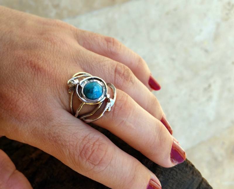 Handgemachter Türkis-Ring Aus Sterlingsilber von Kattyoosh