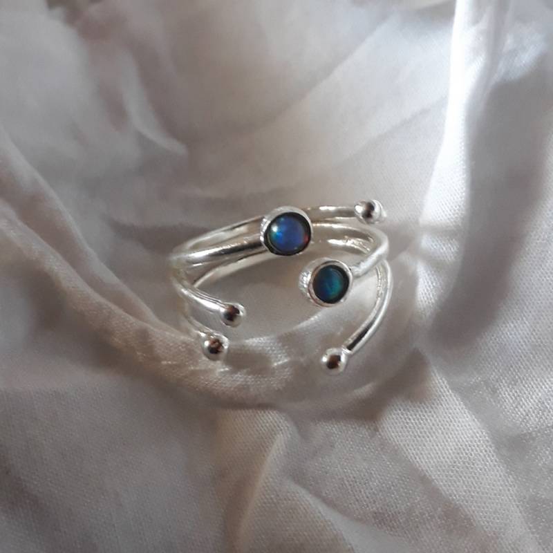 Opal Sterling Silber Stapelbar Ring - Blauer Edelstein von Kattyoosh