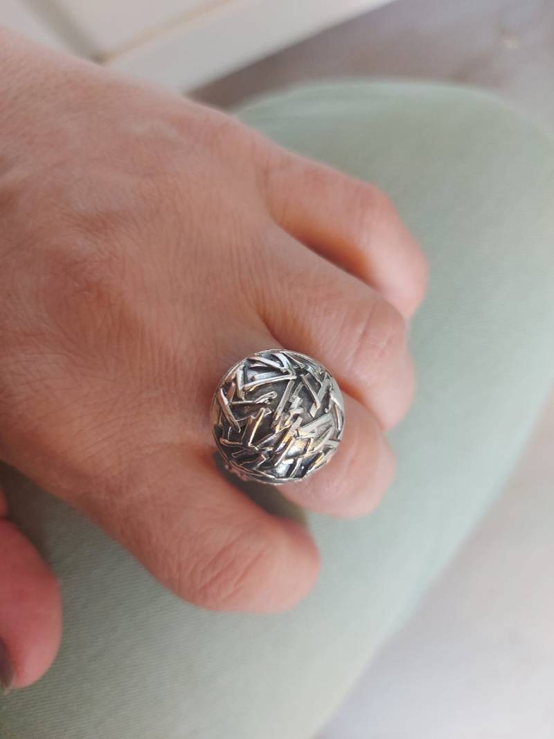 Oxidierter Sterling Silber Dome Ring Klobiger Vogelnest Handwerker Schmuck von Kattyoosh