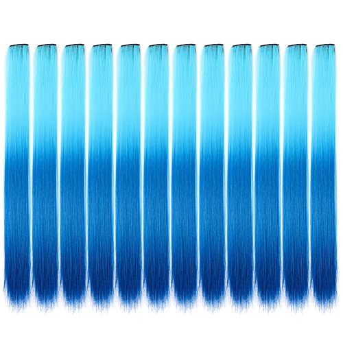 12 PCS Gefärbte Haarverlängerungen, 50CM Regenbogen Farbe Gerade Synthetisch Haarteil Party Highlights Bunte Clip in Haarverlängerungen für Frauen, Mädchen, Kinder von Katutude