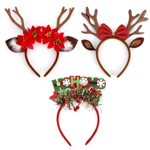 3 Stück Weihnachten Haarreif Weihnachten Stirnbänder Weihnachten Haarreifen Weihnachten Haarband Weihnachts Kopfschmuck Weihnachtshaarschmuck für Weihnachten Party Favor von Katutude