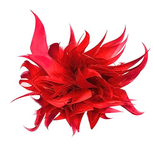 Feder Brosche für Frauen Fascinator Hut Haarspange, Federbrosche, Vintage Broschen Pin Teeparty Anstecknadel Haarspange Schwarze Blumenfeder Haarspangen Haarnadel von Katutude