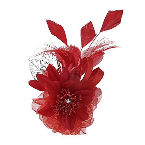 Feder Pin Brosche, Damen Feder Blumen Brosche Zubehör Party Anstecknadel Schal Clip Broschen für weibliche Mädchen Party Kleid Ansteckblume Dekoration Schmuck von Katutude