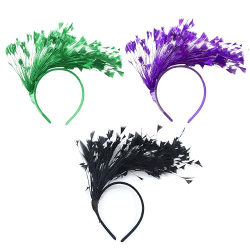 Katutude 3er Set 1920er Jahre Feder Stirnband Damen Feder Fascinator Flapper Stirnband 20er Jahre Haar Accessoires für Cocktail Hochzeitsfeier von Katutude