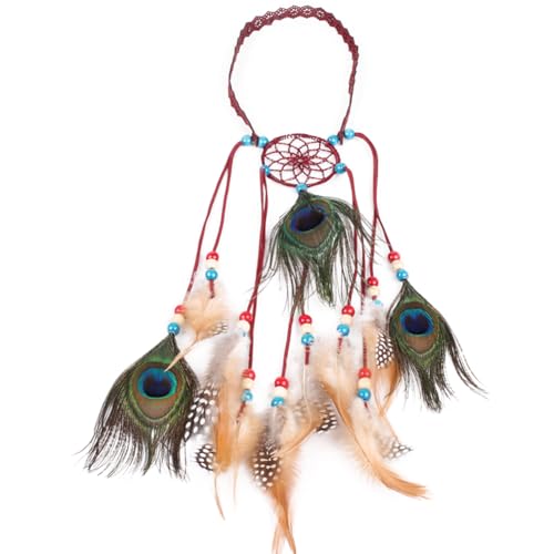 Federstirnband Hippie Haarkopfschmuck Federstirnbänder böhmische Quaste indisches Federstirnband böhmischer Stil Hippie Kopfschmuck Haarschmuck für Frauen und Mädchen von Katutude