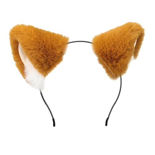 Fuchsohren Stirnband Katzenohren Haarreif Fuchs Ohren Wolfsohren Handgefertigtes Cosplay Plüsch Ohren Haarreif Fuchs Kostüm für Fasching Karneval Party Halloween Cosplay Kostüm Kopfbedeckung von Katutude
