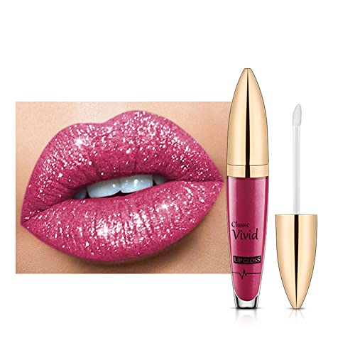 Glitter Lippenstift Diamond Metallic Lipgloss Shimmer Flüssiger Lippenstift Wasserfester Langanhaltender Lip Tint Antihaft-Cup Lip Gloss für Frauen Mädchen Make-up Kosmetik von Katutude