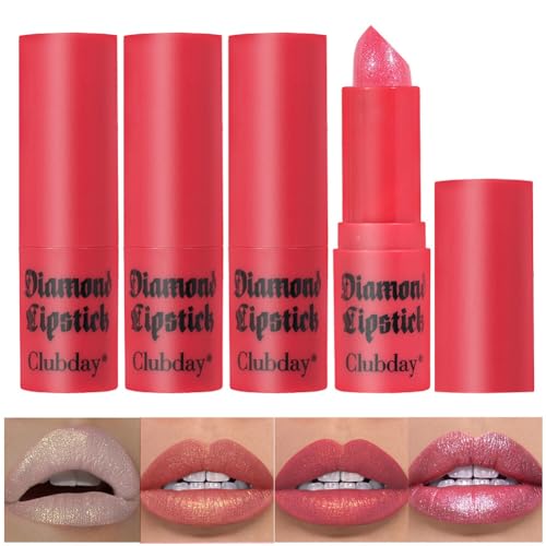 Glitzer-Lippenstift, 4 Stück Matte Glitter Lipstick Wasserdichter Lang anhaltender Lipgloss Diamond Metallic Funkelnder Matt Lippenstift Lip Gloss für Frauen Lippen Make-up Geschenk von Katutude