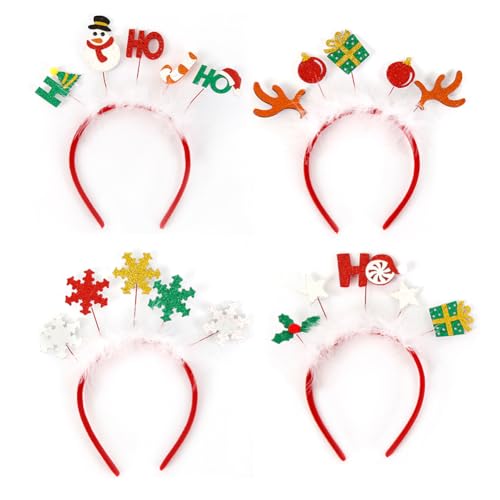 4 Stück Weihnachten Stirnbänder Weihnachten Haarreifen Weihnachten Stirnband Weihnachts Haarreif Weihnachtsstirnbänder Weihnachtskopfschmuck für Weihnachts- Und Feiertagsfeiern von Katutude