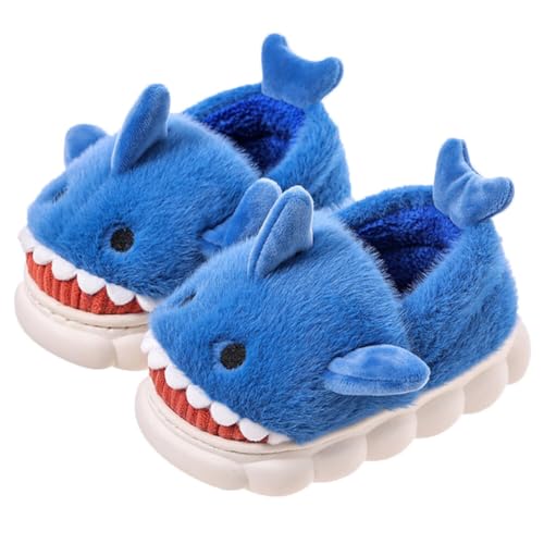 Katutude Kinder Shark Slipper Winter Bequeme Dicke Sohlen Warme Hausschuhe Baumwolle Rutschfeste Tierschuhe Shark Slipper Weiche Plüsch Winter Indoor Hausschuhe von Katutude