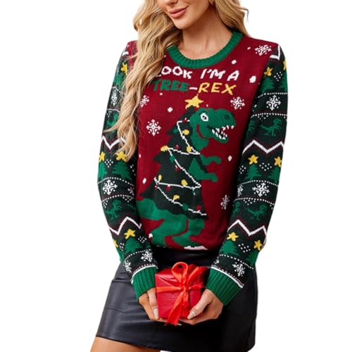Katutude Weihnachtspullover gestrickt langärmelig Unisex hässlicher Weihnachtspullover Weihnachtspullover für Damen lustiger Weihnachtspullover Warmer Winterpullover hässlicher Weihnachtspullover Wei von Katutude