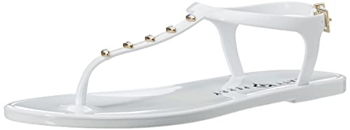 Katy Perry Damen The Geli Novelty Studded T-Strap Flat Flache Sandale, Böser Blick, Weiß, 39 EU von Katy Perry