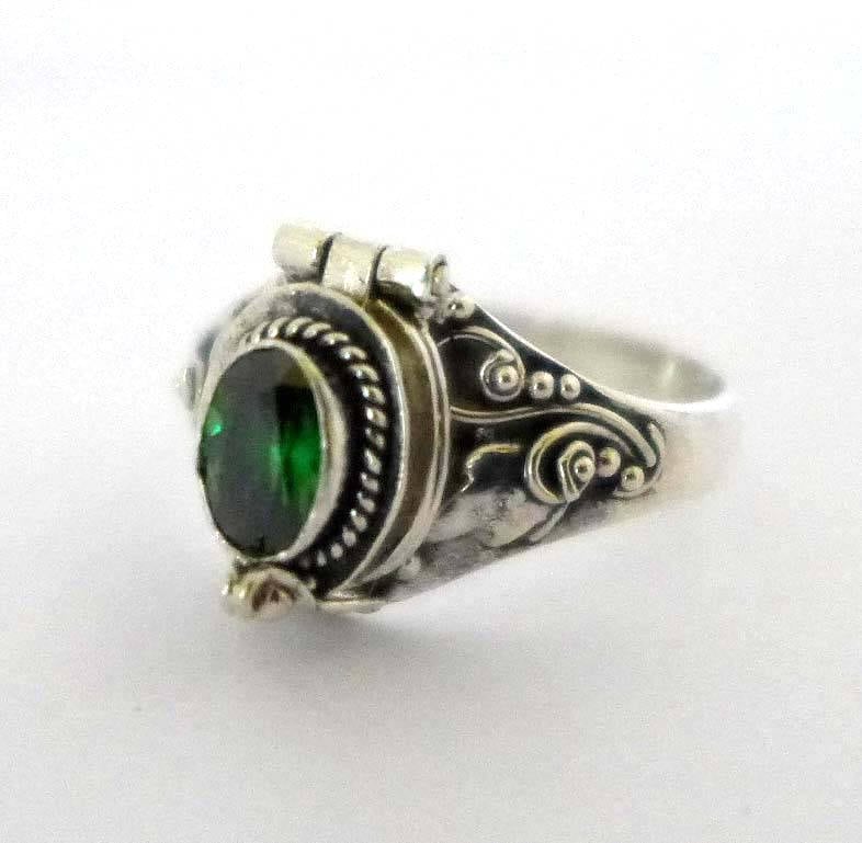 Grüner Quarz Mai Geburtsstein Farbe Gift Ring Bali Sterling Silber Locket Ar04 von Katybeads