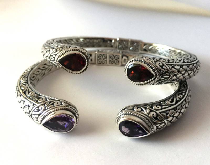 sterling Silber Flechtarmband Mit Amethyst 16, 5 cm Bis Größe 7, 5 Ab17 von Katybeads
