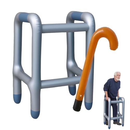 Rollator Aufblasbar+Aufblasbarer Gehstock Set, Aufblasbare Gehhilfe, Lustig Spazierstock das Perfekte Set für Ihr Kostüm Als Oma oder Opa Zum Karneval, Cosplay Karneval Fasching Rente von Katyjun