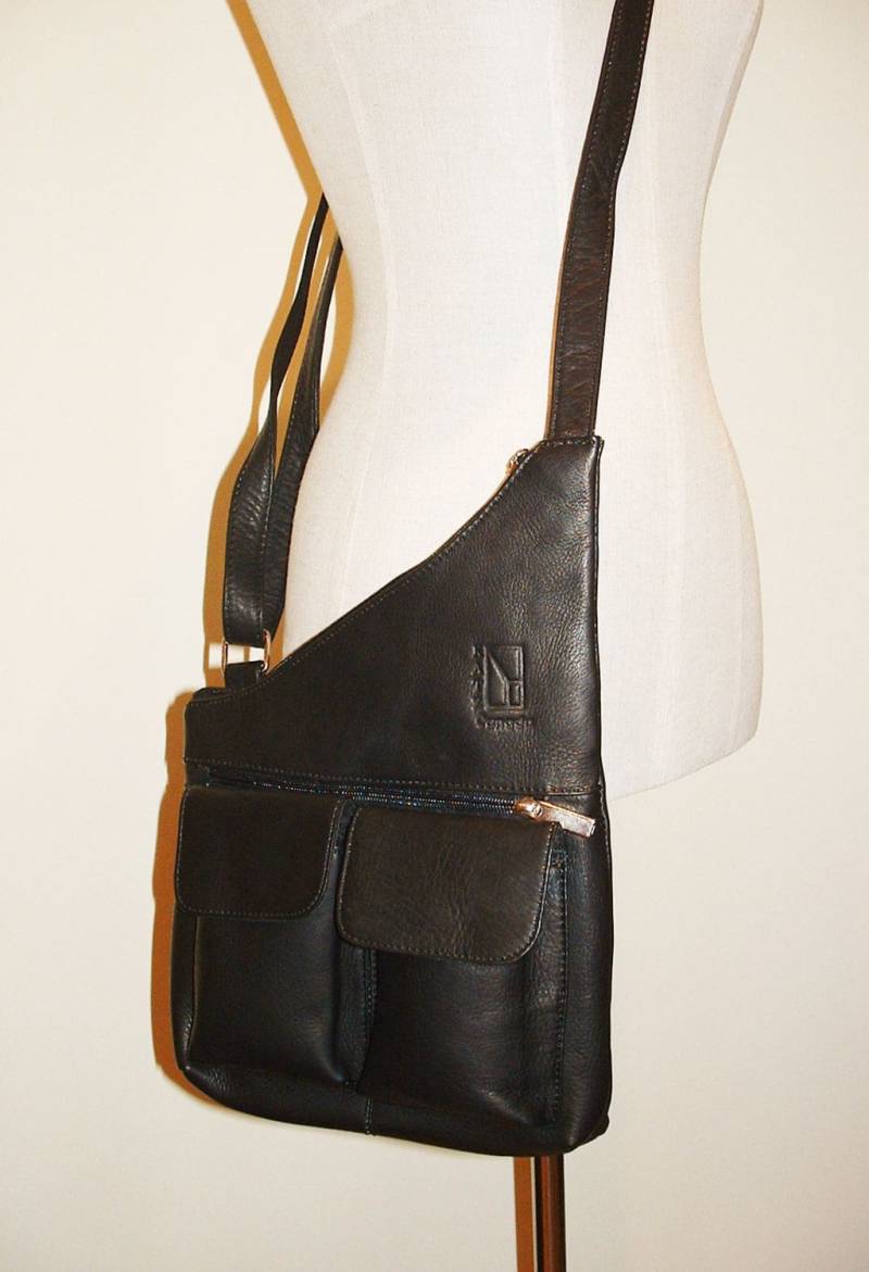Handgefertigte Umhängetasche Aus Schwarzem Leder Unisex-Reisetasche von KatzLeather