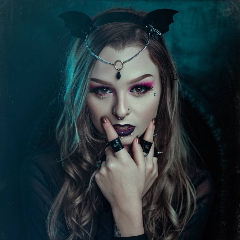Ghoul Fledermaus Flügel Haarband Mit Kette Und Schleier Schmuck von KatzLittleFactory