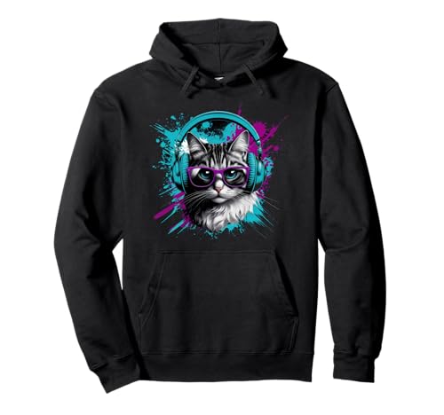 Katze DJ Geschenk Cat Mit Kopfhörer Party Konzert Mädchen Pullover Hoodie Katze DJ Geschenk Cat Mit Kopfhörer Party Konzert Mädchen Pullover Hoodie von Katze DJ Tshirt Herren Festival Party Frauen Cat