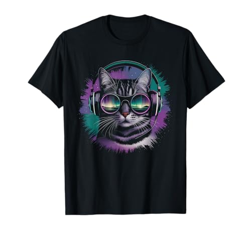 Katze DJ Geschenk Cat Mit Kopfhörer Party Konzert Mädchen T-Shirt Katze DJ Geschenk Cat Mit Kopfhörer Party Konzert Mädchen T-Shirt von Katze DJ Tshirt Herren Festival Party Frauen Cat