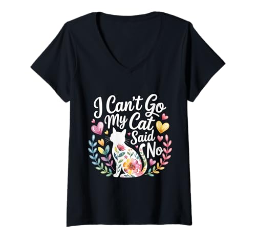 Damen I Can't Go My Cat Said No Pet Lover Animal Excuse |- T-Shirt mit V-Ausschnitt Damen I Can't Go My Cat Said No Pet Lover Animal Excuse |- T-Shirt mit V-Ausschnitt von Katze Entschuldigung Haustierbesitzer