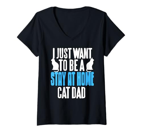 Damen Lustiger Zuhause Katzen Papa Spruch Humor T-Shirt mit V-Ausschnitt Damen Lustiger Zuhause Katzen Papa Spruch Humor T-Shirt mit V-Ausschnitt von Katze Fans Und Gemütliche Haustierfreunde