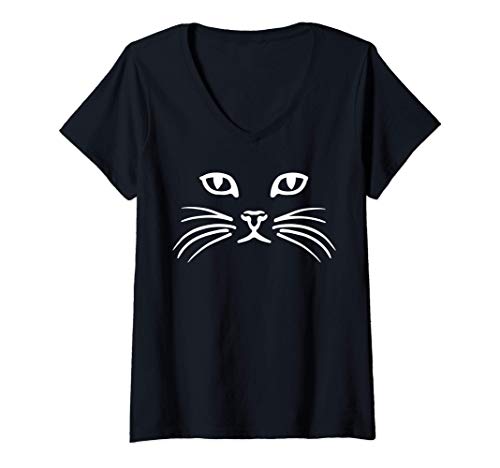 Damen Katze T-Shirt mit V-Ausschnitt Damen Katze T-Shirt mit V-Ausschnitt von Katze Geschenke