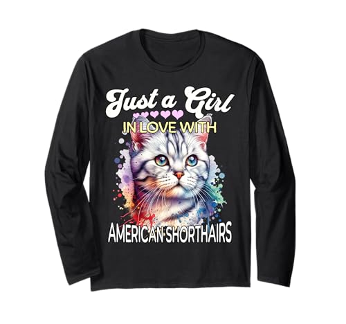 Amerikanische Kurzhaarkatze Mädchen Katze Langarmshirt Amerikanische Kurzhaarkatze Mädchen Katze Langarmshirt von Katze Ich Liebe Amerikanische Kurzhaarkatze Damen