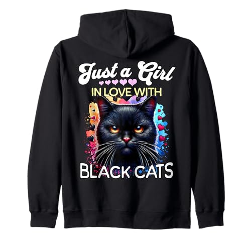 Black Cat Girl Mädchen Liebt Schwarze Katze Kapuzenjacke Black Cat Girl Mädchen Liebt Schwarze Katze Kapuzenjacke von Katze Ich Liebe Schwarze Katze Damen