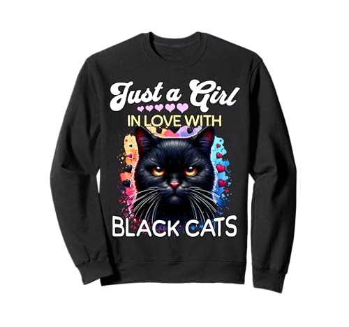 Black Cat Girl Mädchen Liebt Schwarze Katze Sweatshirt Black Cat Girl Mädchen Liebt Schwarze Katze Sweatshirt von Katze Ich Liebe Schwarze Katze Damen